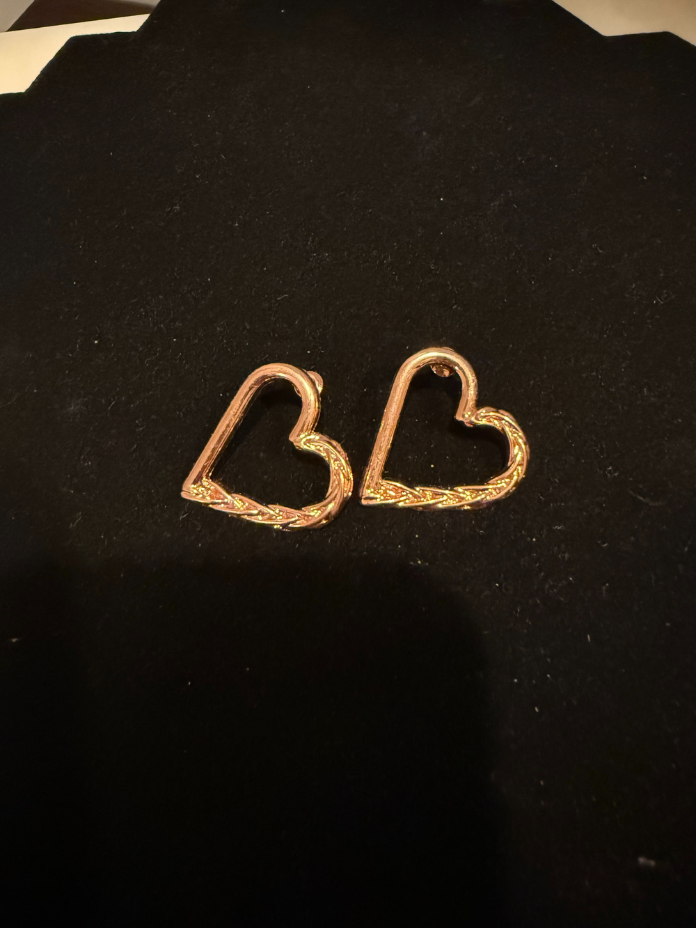 Gold Tone Heart Hoop Earrings Open Heart Dangle